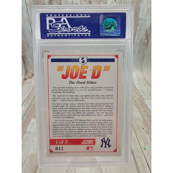 1992 Score Factory Inserts #B12 Joe DiMaggio The Hard Hitter PSA NM 7 HOF - Picture 2 of 2